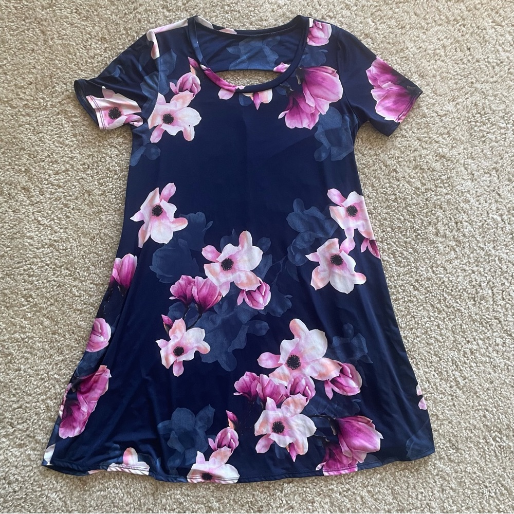 Floral Navy and Pink Dress